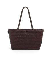 Borsa rettangolare con intrecci media - MARRONE