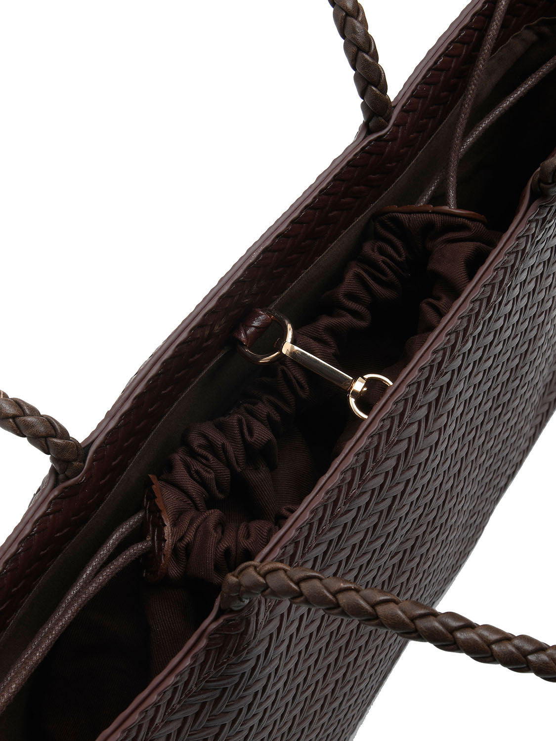 Borsa rettangolare con intrecci piccola - MARRONE