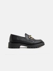 Gold Clamp Moccasin - BLACK