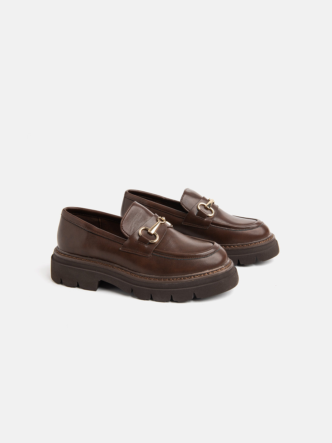 Moccasin with tank bottom and clamp - BROWN