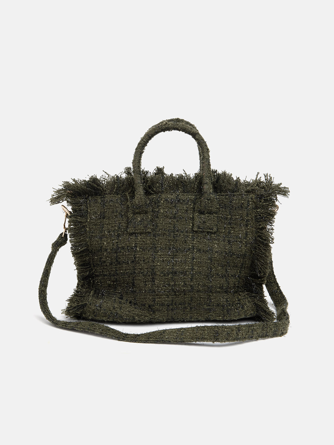 Borsa grande quadrata in peluche con tracolla - VERDE