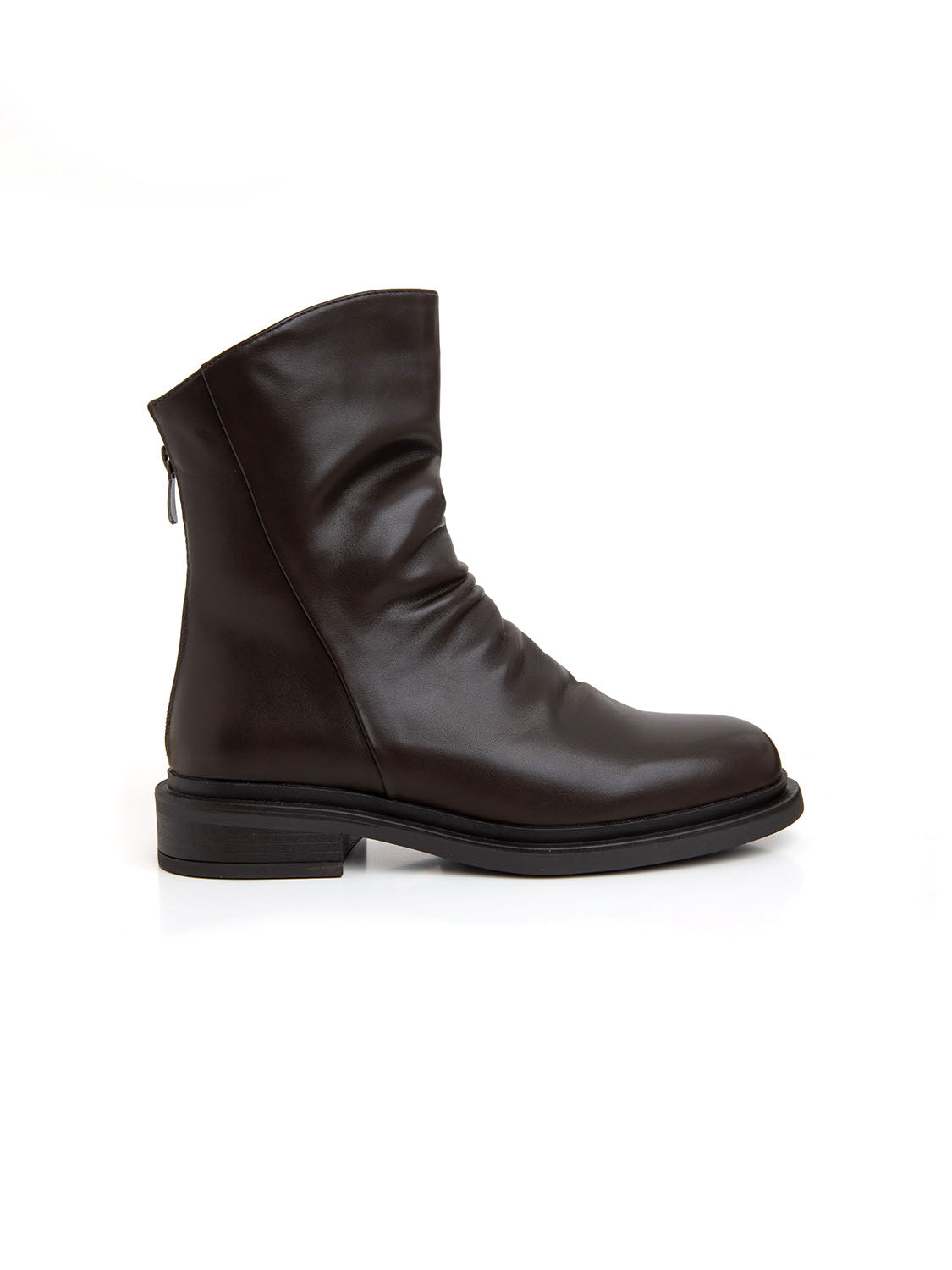 Stivaletto goffrato con zip - TESTA DI MORO