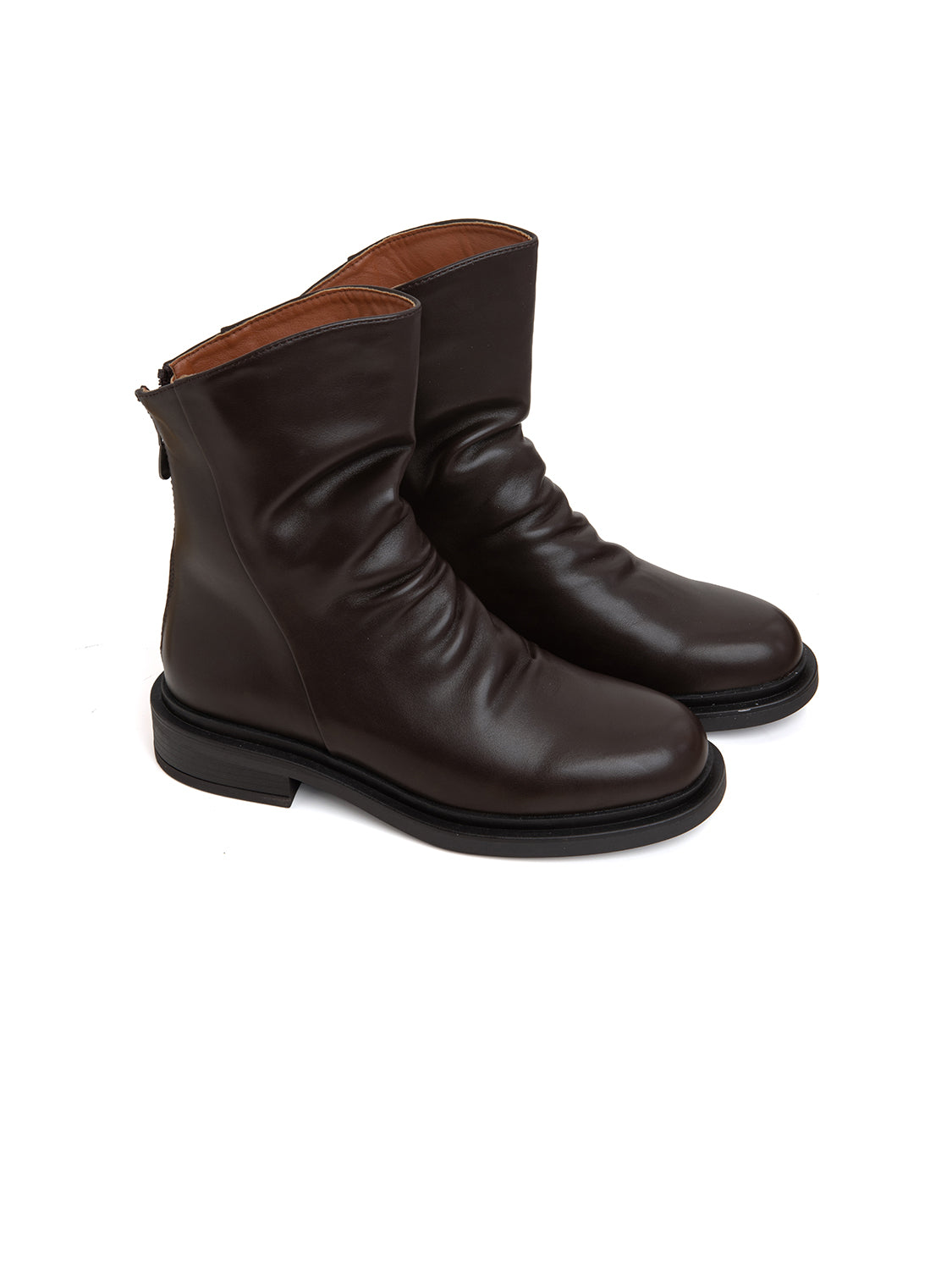 Stivaletto goffrato con zip - TESTA DI MORO