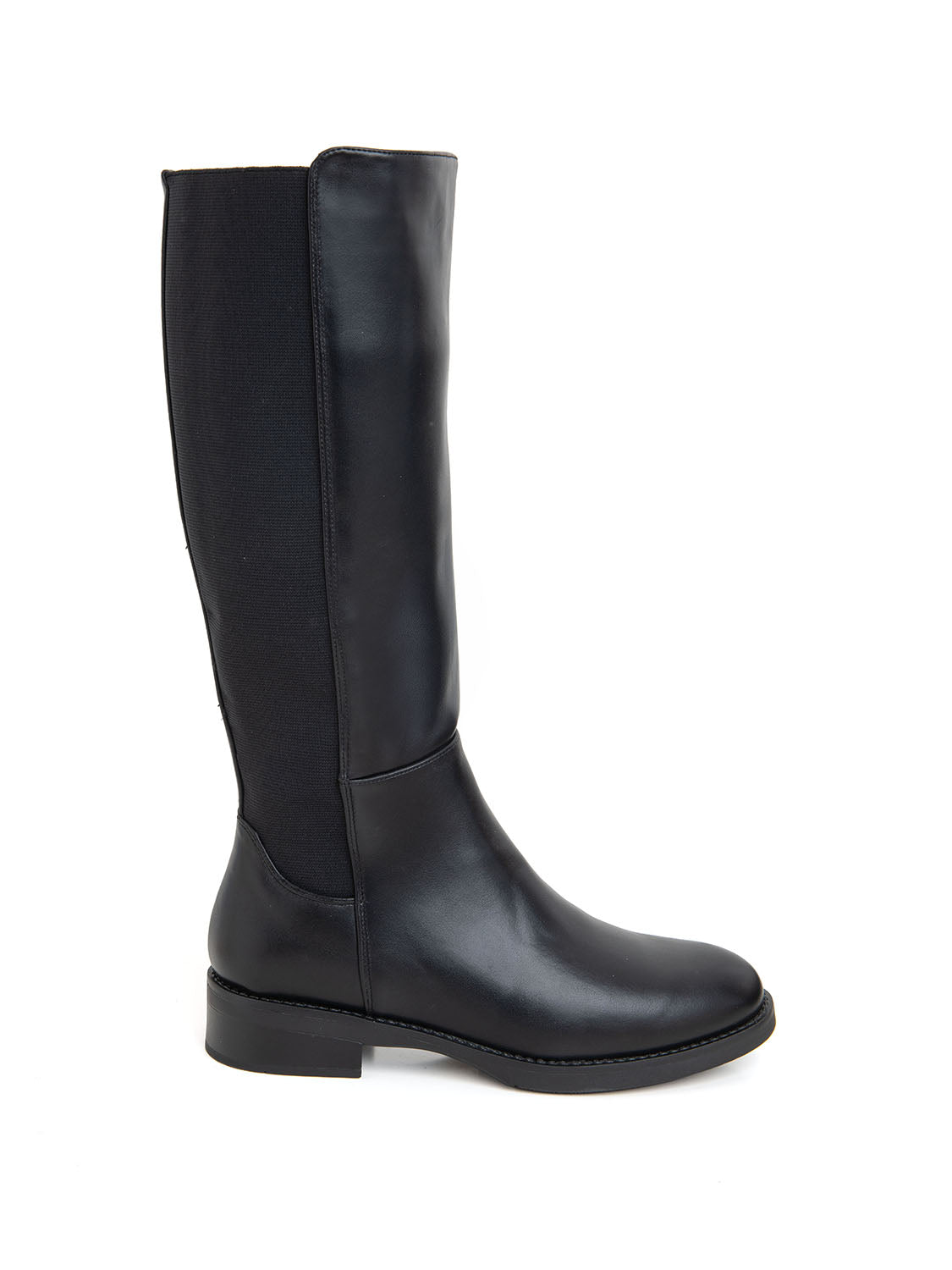 Stivale alto con doppio elastico - NERO