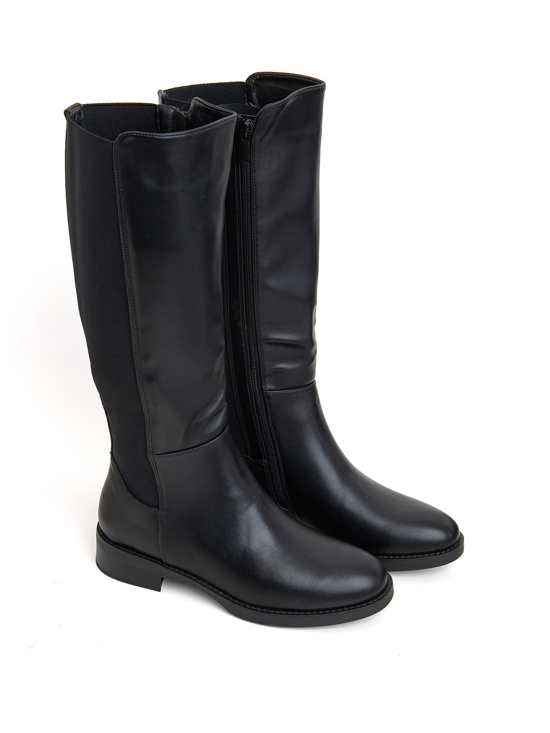 Stivale alto con doppio elastico - NERO
