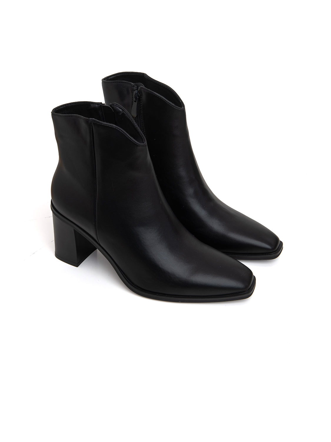 Tronchetto punta quadrata con tacco 12 - NAPPA NERO