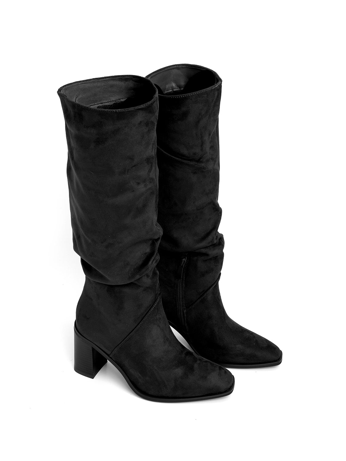 Stivale elegante scamosciato con tacco alto - NERO