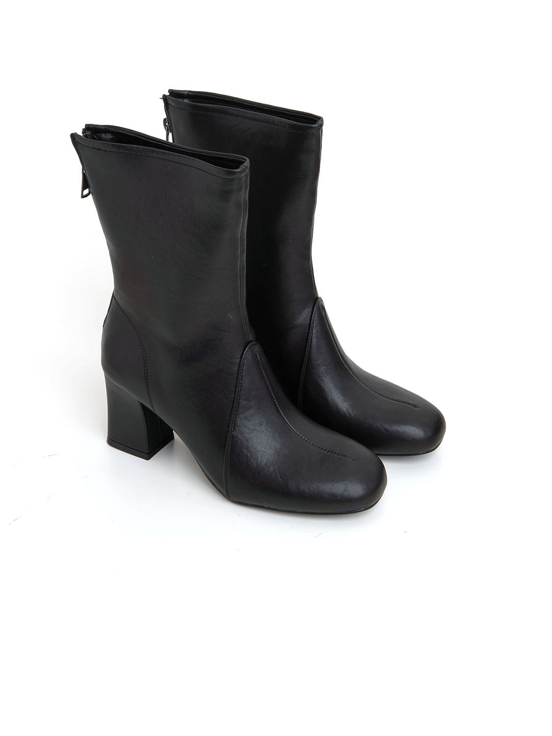 Tronchetto scultoreo con gambale alto - NERO