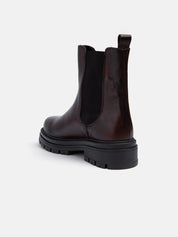 Chelsea boot in genuine leather - BORDEAUX