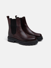 Chelsea boot in genuine leather - BORDEAUX