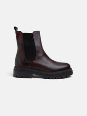 Chelsea boot in genuine leather - BORDEAUX