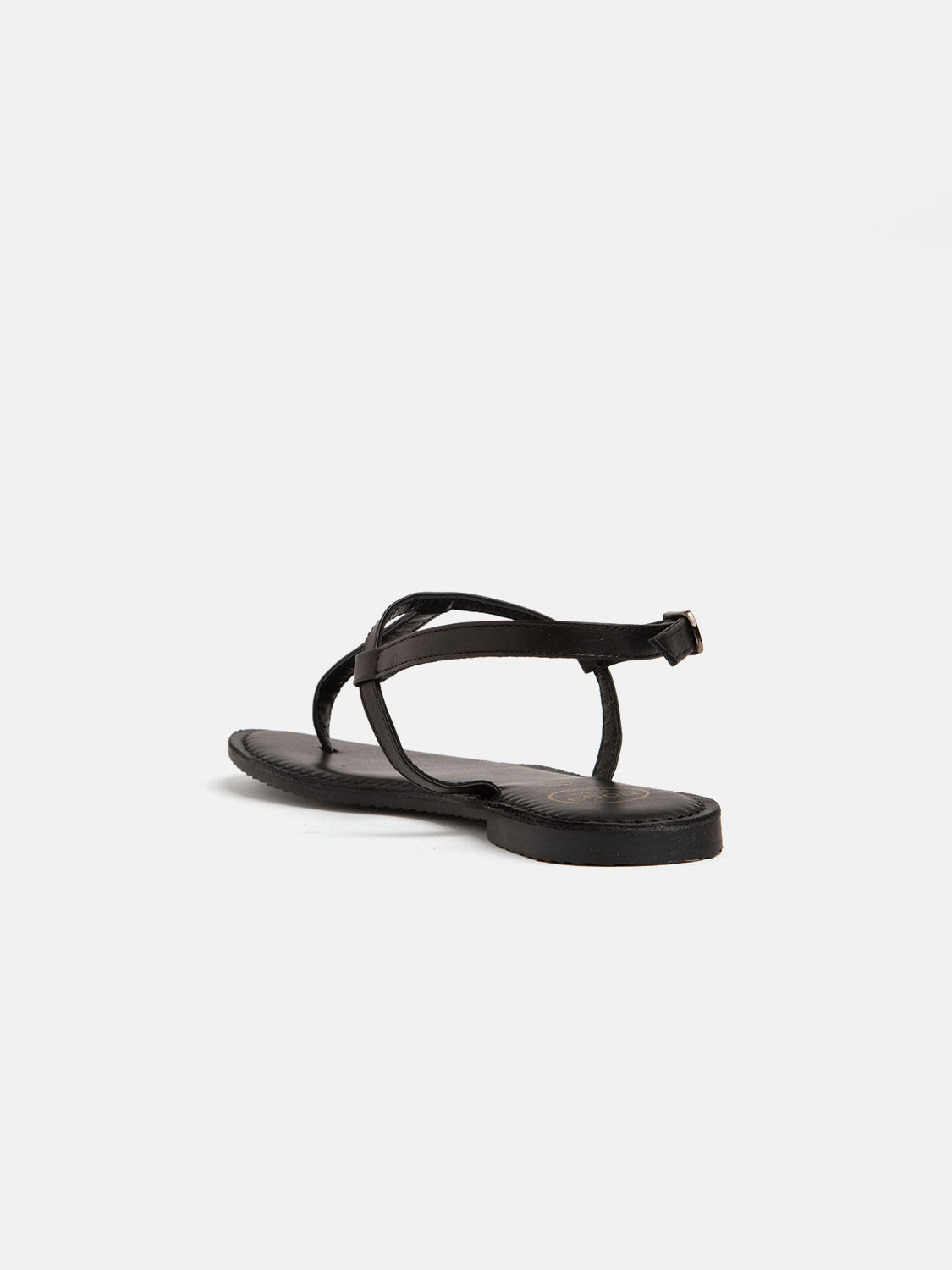 Genuine leather flip flops with minimal straps - BLACK