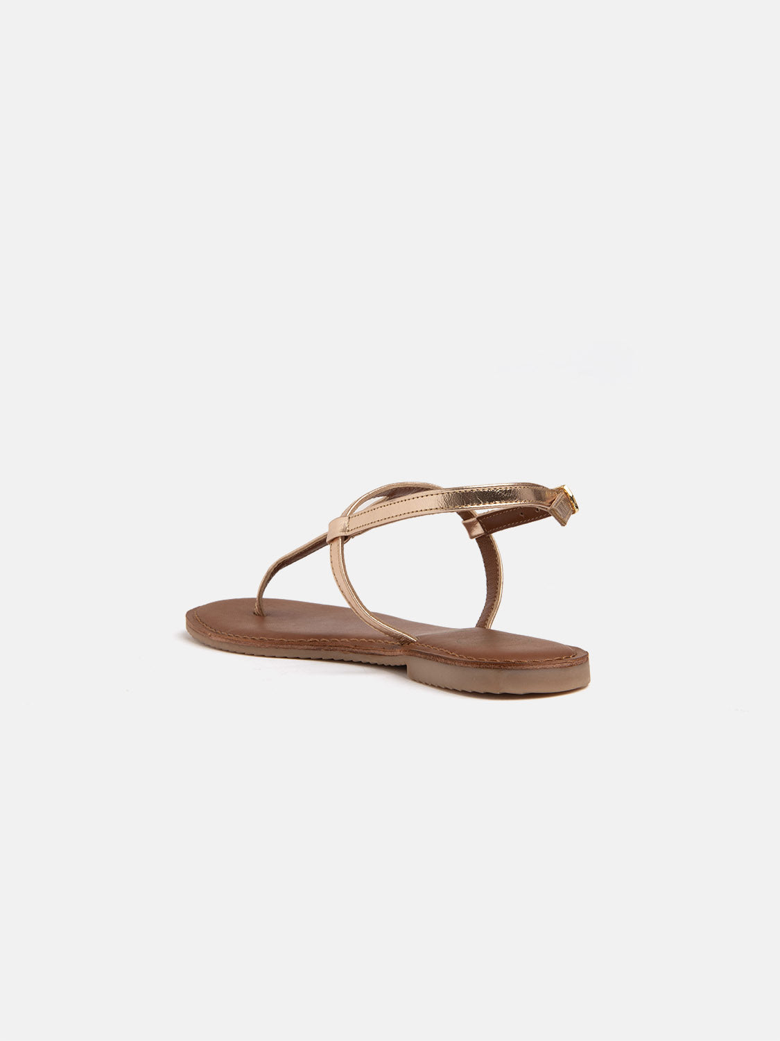 Genuine leather flip flops with minimal straps - GOLD