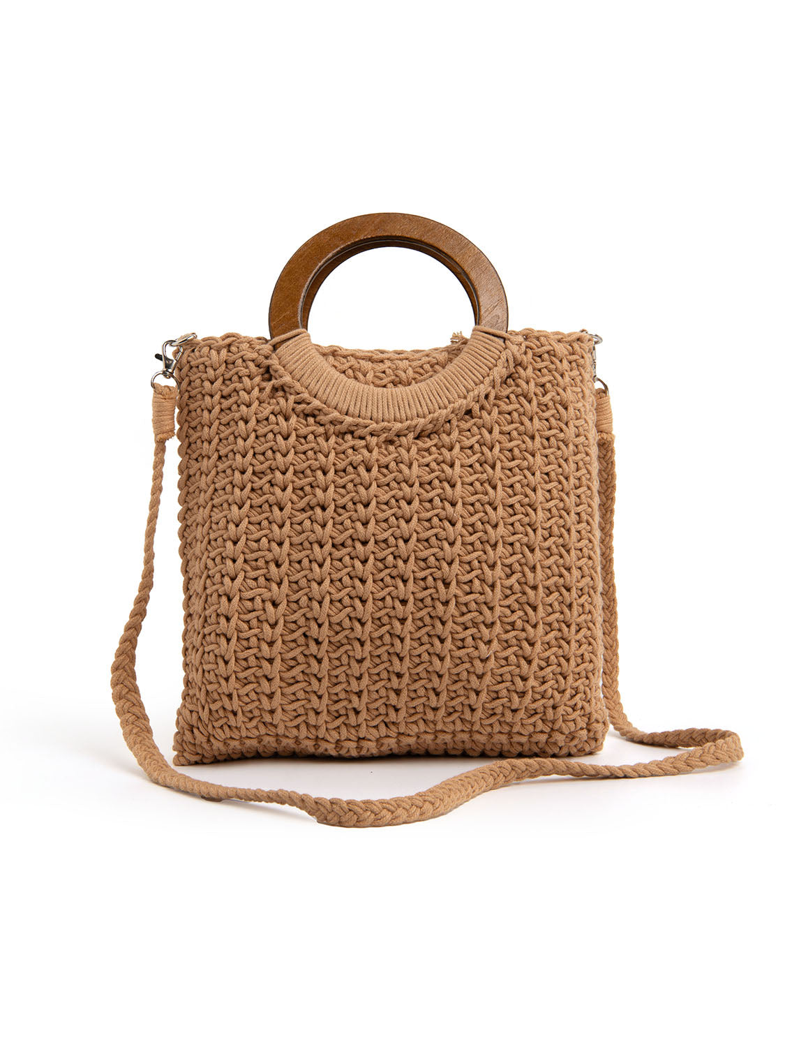 Borsa con manico in legno - KHAKI