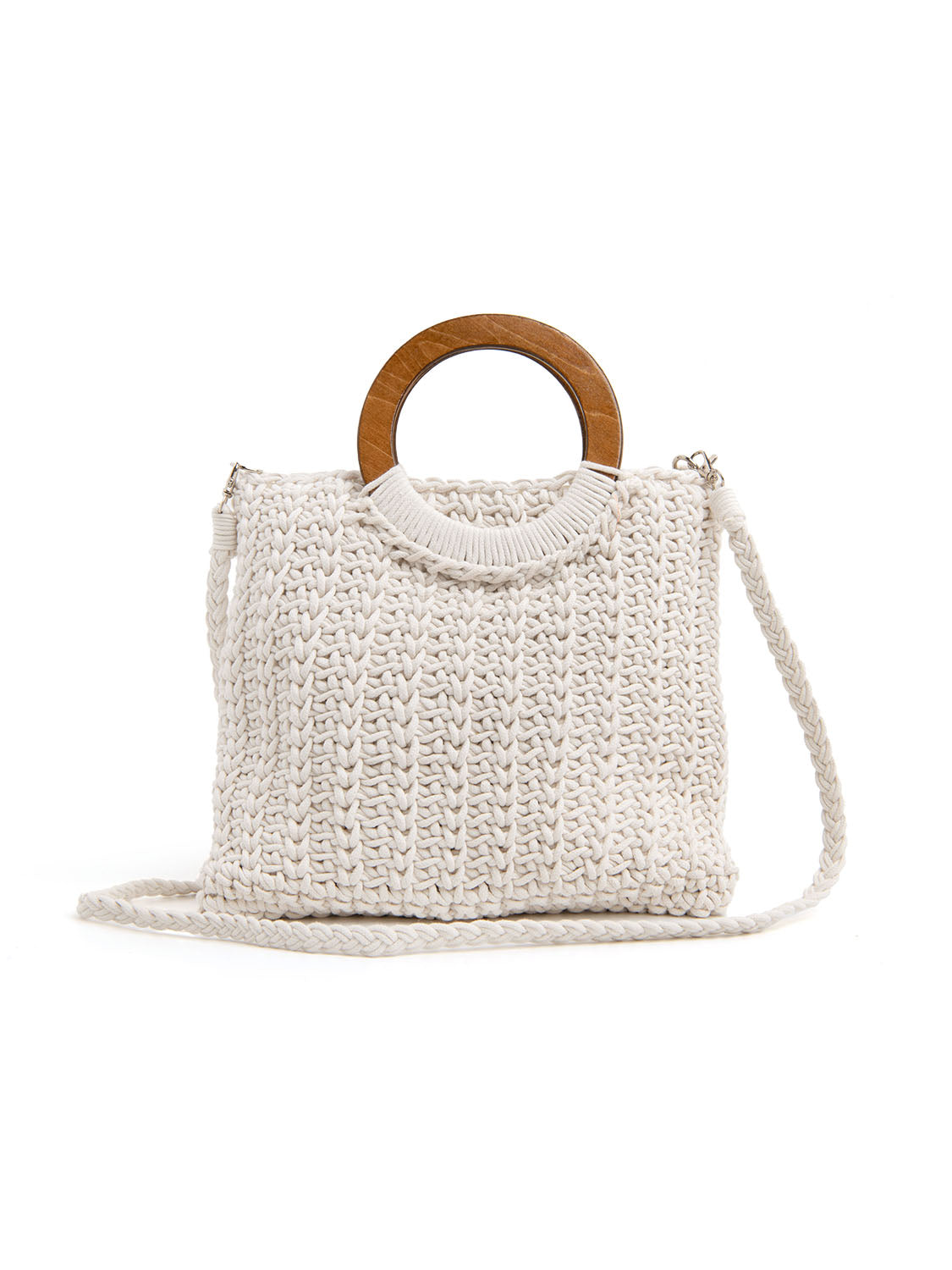 Borsa con manico in legno - BEIGE