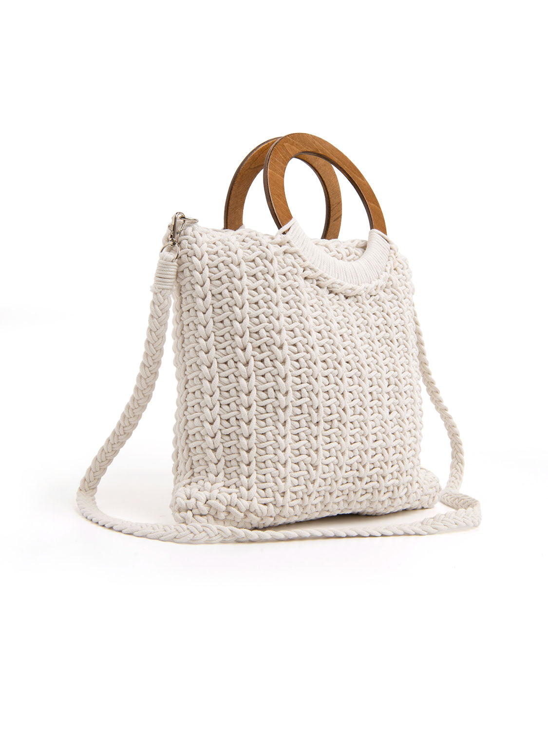 Borsa con manico in legno - BEIGE
