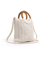 Borsa con manico in legno - BEIGE