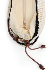 Borsa intrecciata bicolore - BEIGE/NERO