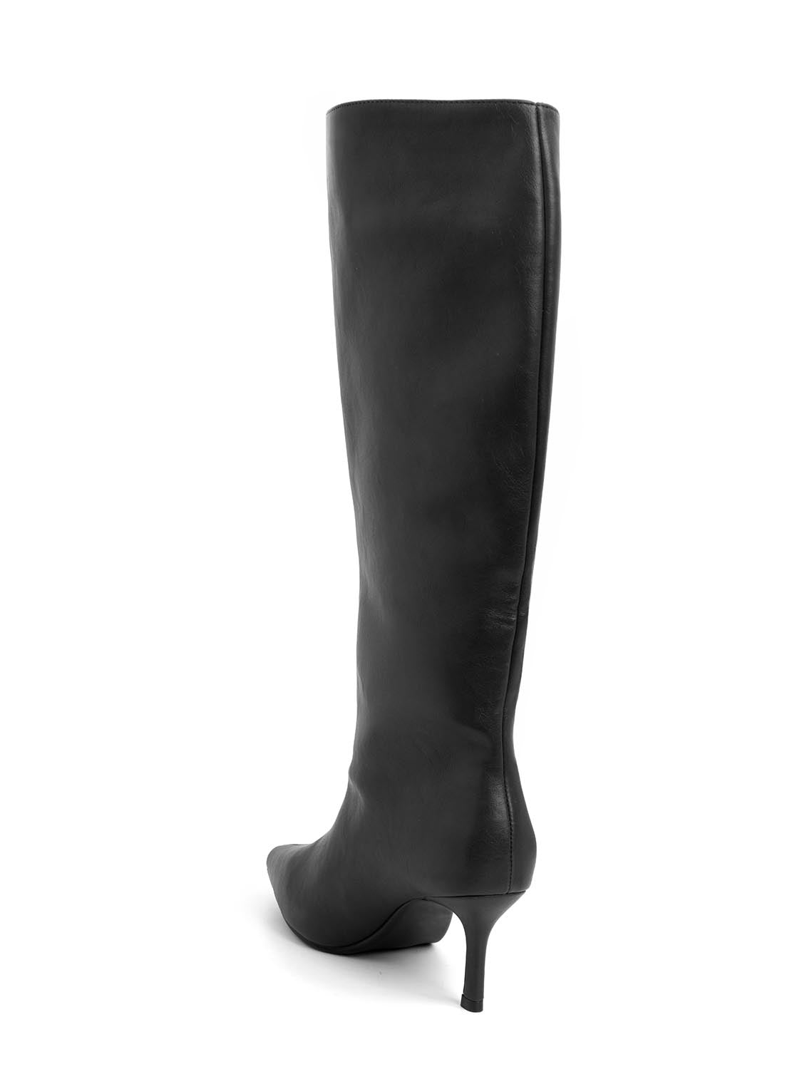 Stivale tubolare con tacco kitten - NERO