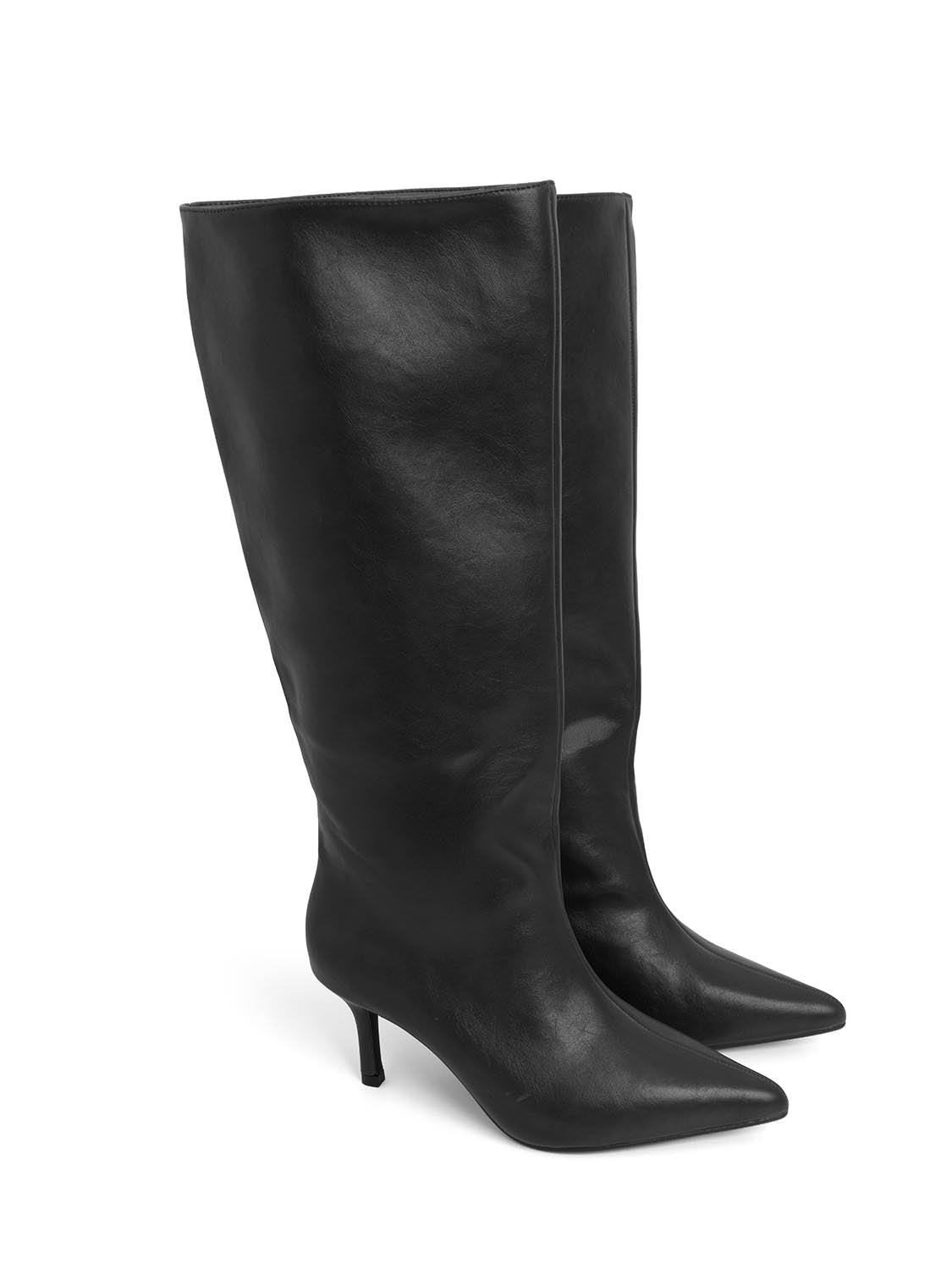 Stivale tubolare con tacco kitten - NERO