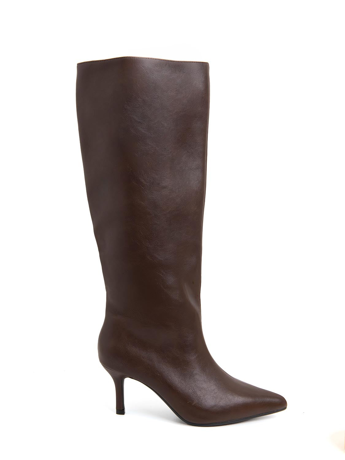 Stivale tubolare con tacco kitten - MARRONE