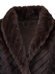 Cappotto lungo in ecopelliccia - MORO