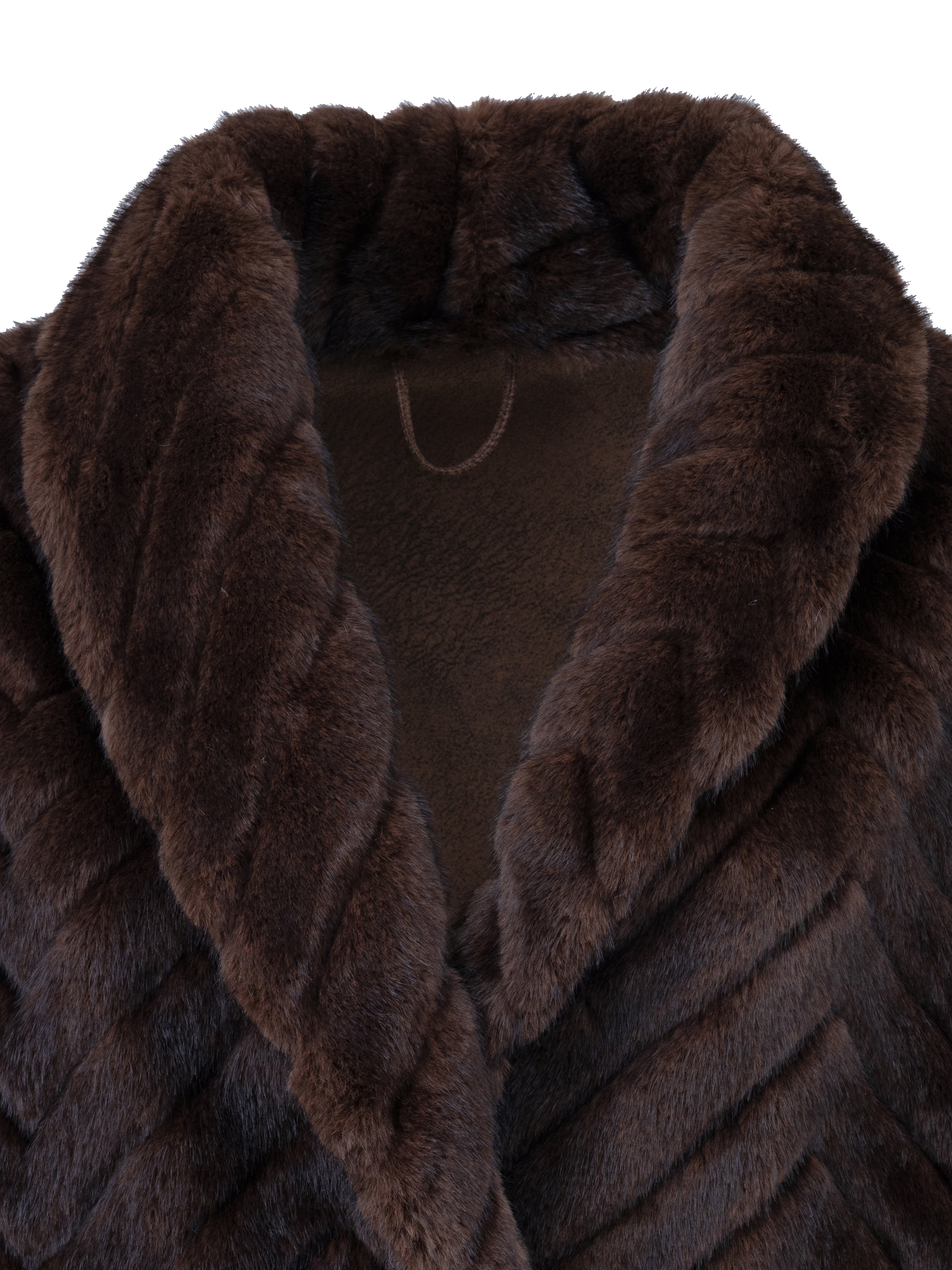 Cappotto lungo in ecopelliccia - MORO