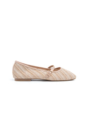 Raffia-like Ballerina with Strap - WHITE/BEIGE