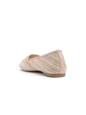 Raffia-like Ballerina with Strap - WHITE/BEIGE