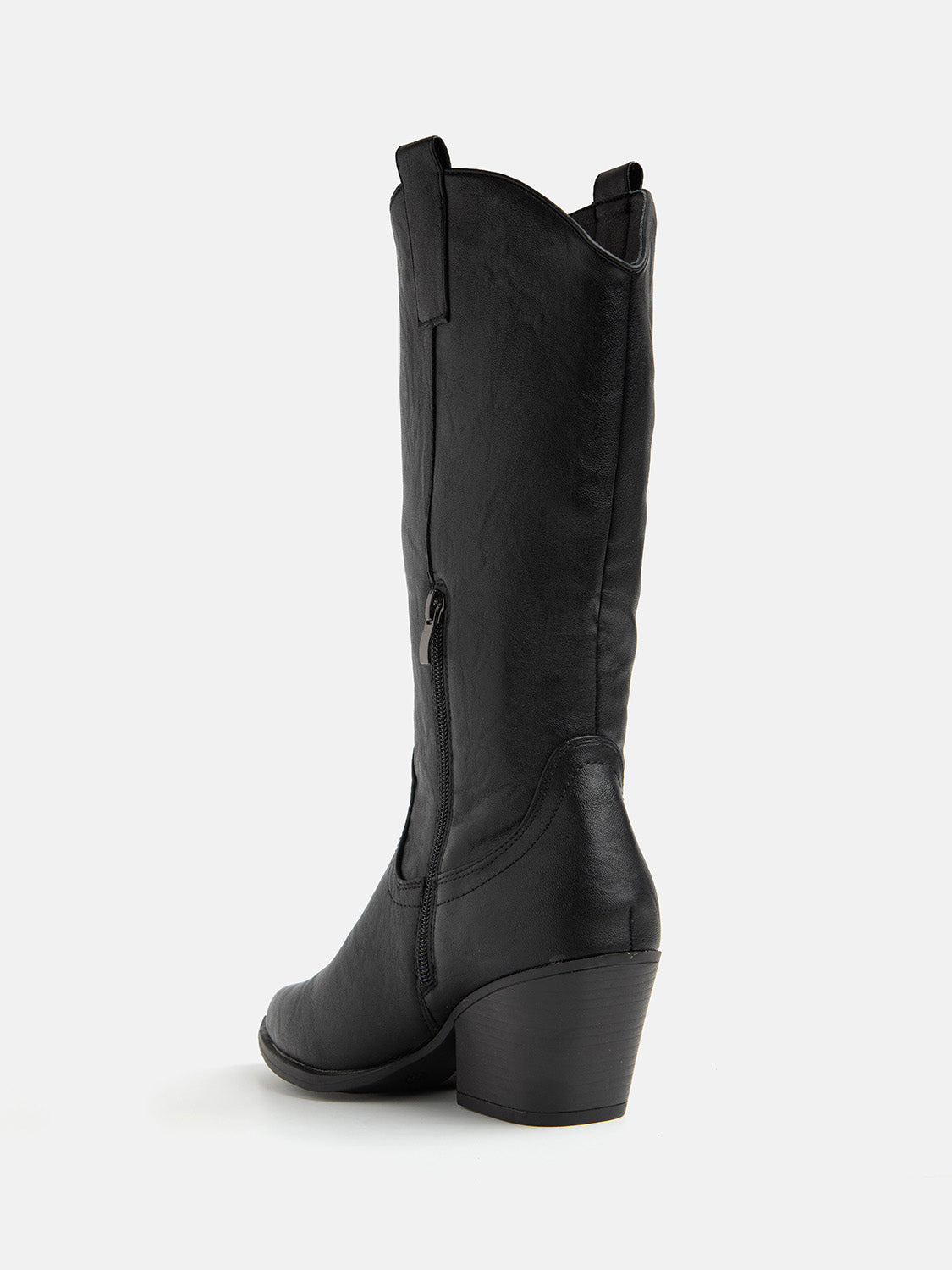 Smooth Texan boot with high shaft - BLACK