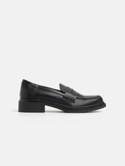 Penny band moccasin with 4cm heel - BLACK