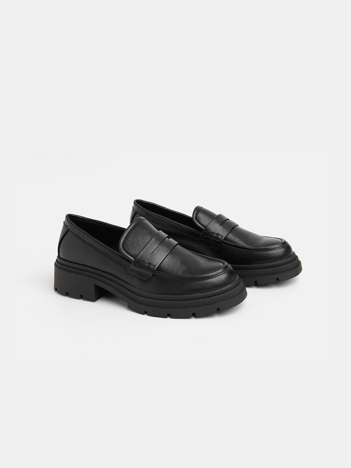 5cm heel moccasin with rubber sole - BLACK