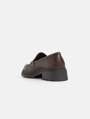 5cm heel moccasin with rubber sole - BROWN