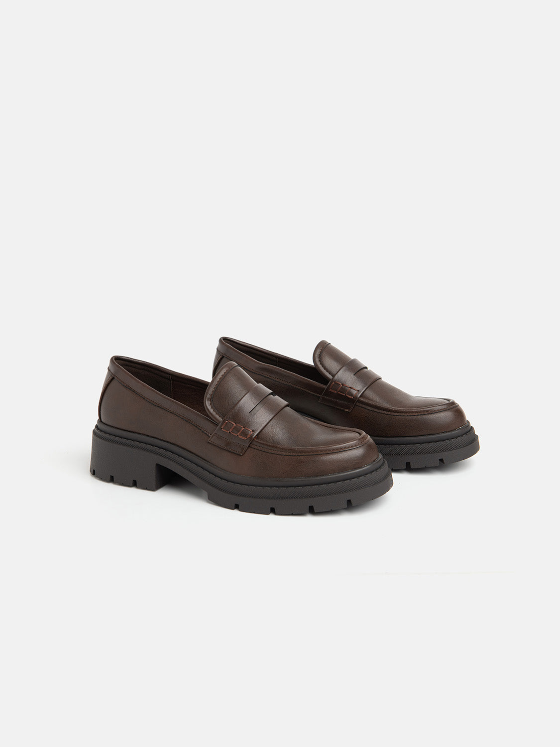 5cm heel moccasin with rubber sole - BROWN