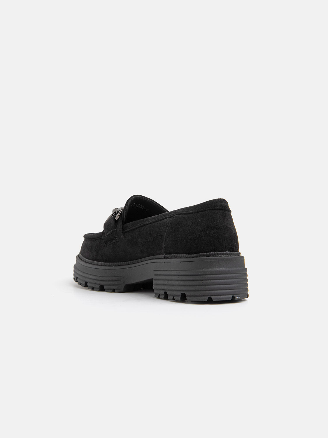 Suede Loafer with Clamp and Tank Bottom - BLACK