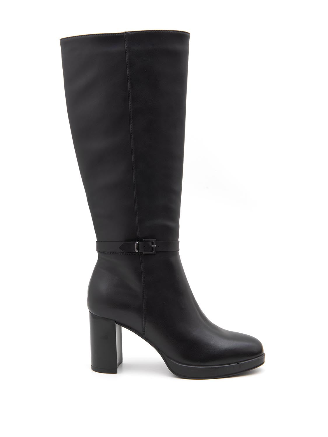 Stivale con tacco 12 in vera pelle - NERO