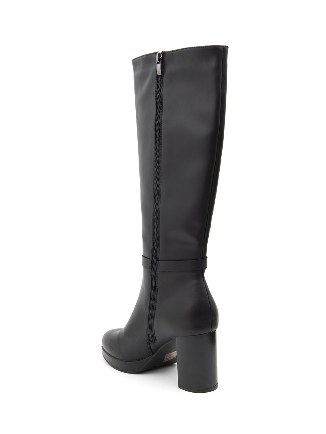 Stivale con tacco 12 in vera pelle - NERO