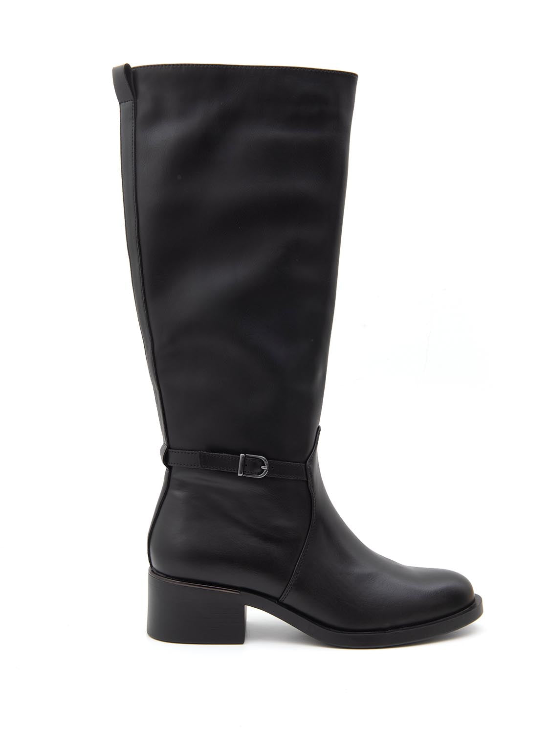 Stivale con fibbia in vera pelle - NERO