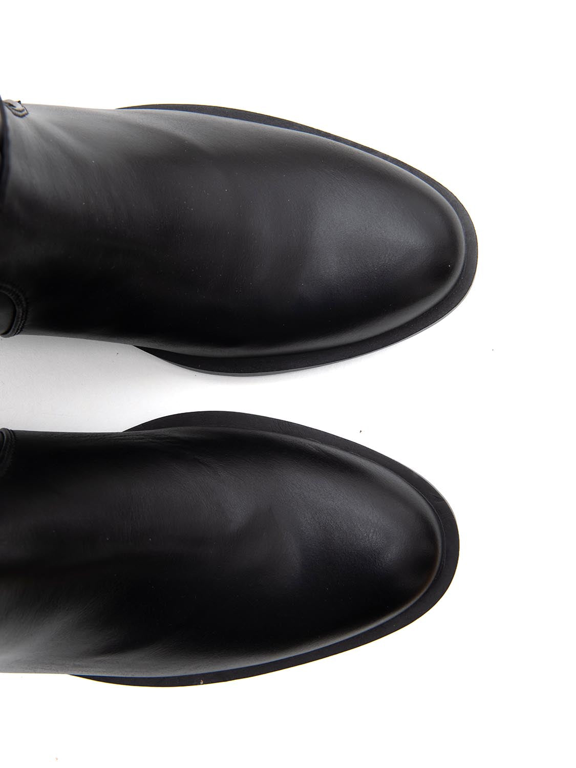 Stivale con fibbia in vera pelle - NERO