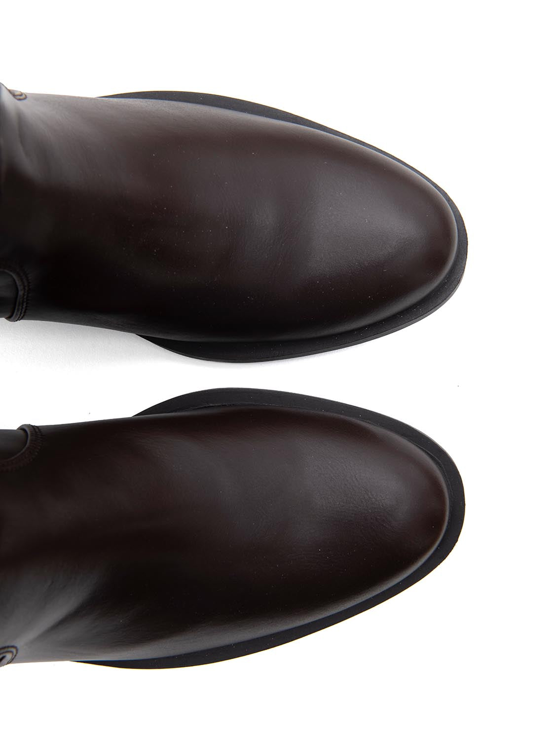 Stivale con fibbia in vera pelle - MARRONE