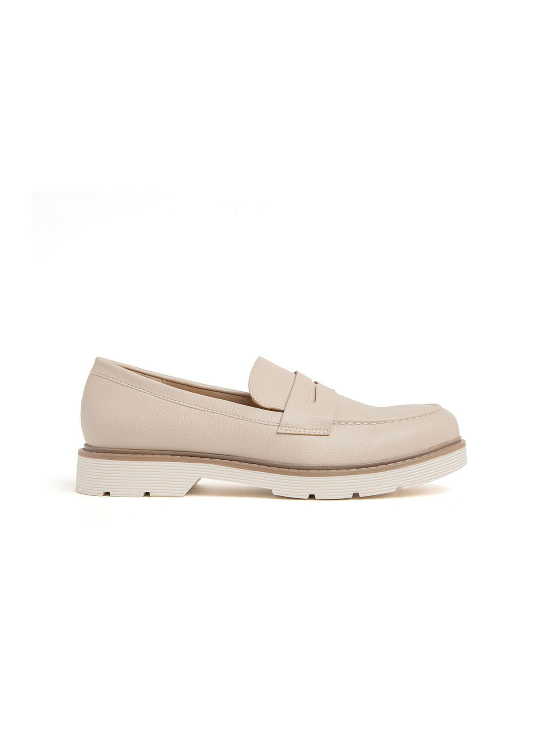 White bottom moccasin with penny band - BEIGE