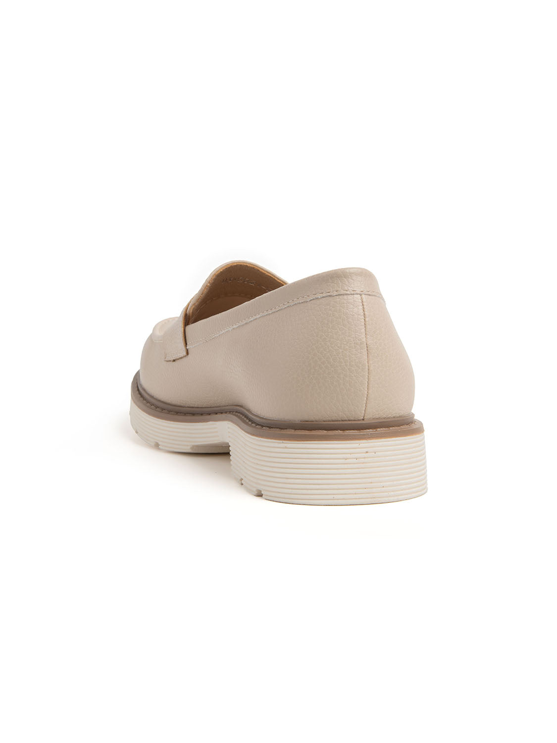 Mocassino fondo bianco con fascia penny - BEIGE