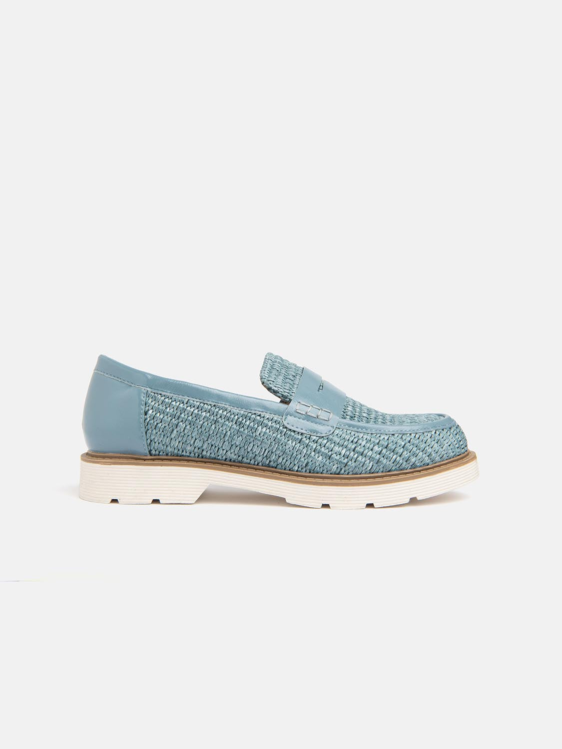 Straw moccasin with penny band - BLUE