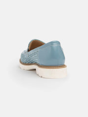 Straw moccasin with penny band - BLUE