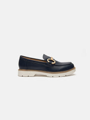 Moccasin with white bottom and gold clamp - BLUE