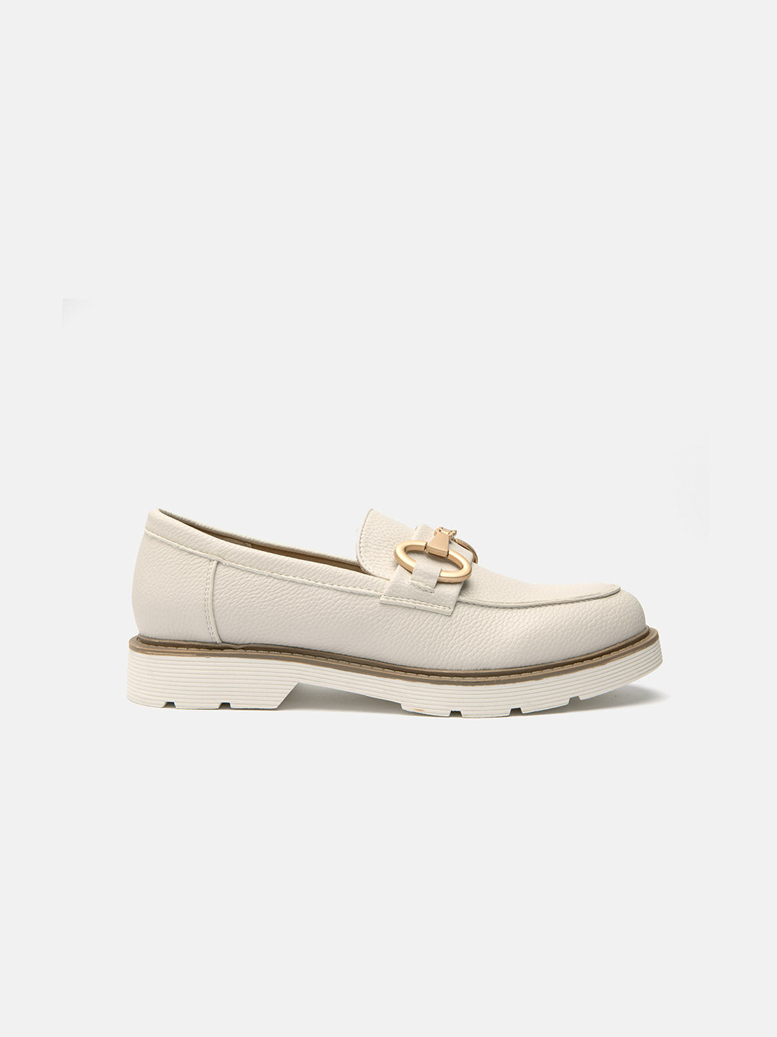 Moccasin with white bottom and gold clamp - WHITE