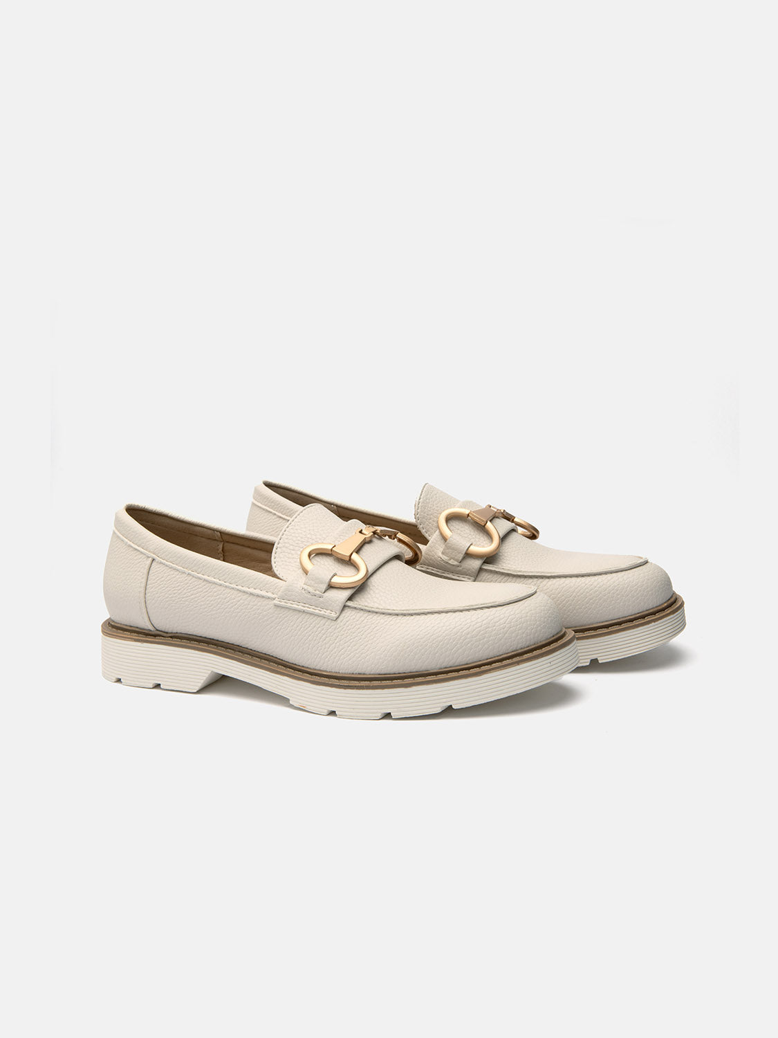 Moccasin with white bottom and gold clamp - WHITE