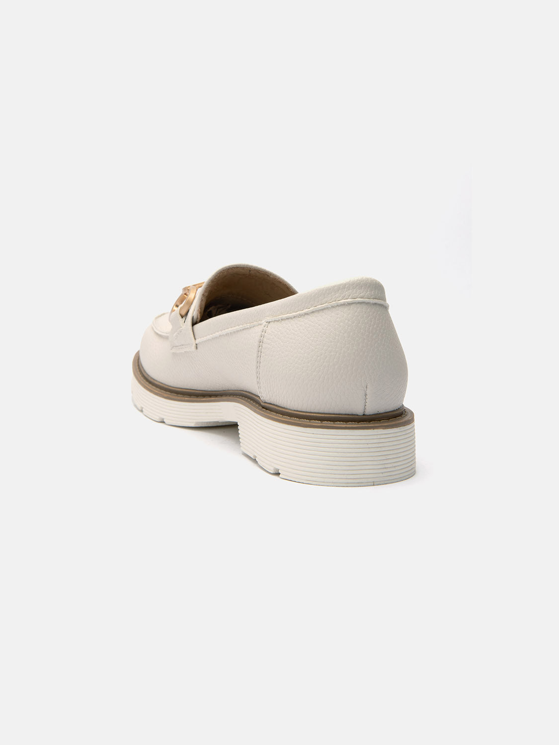 Moccasin with white bottom and gold clamp - WHITE