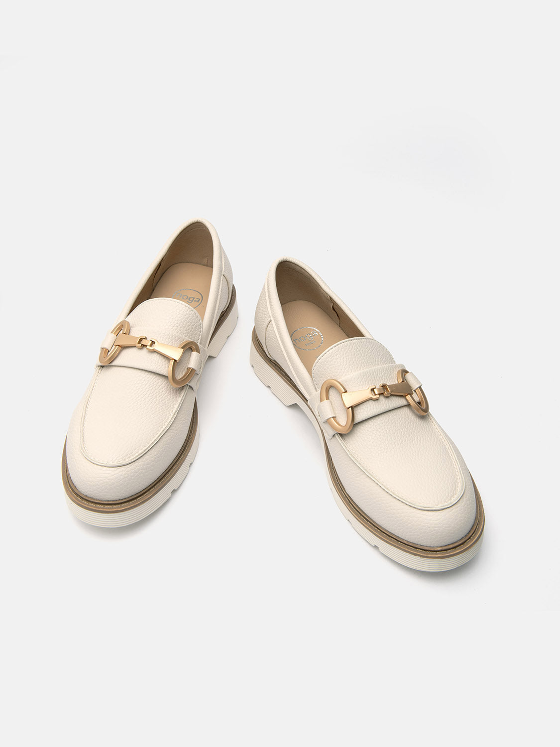 Moccasin with white bottom and gold clamp - WHITE