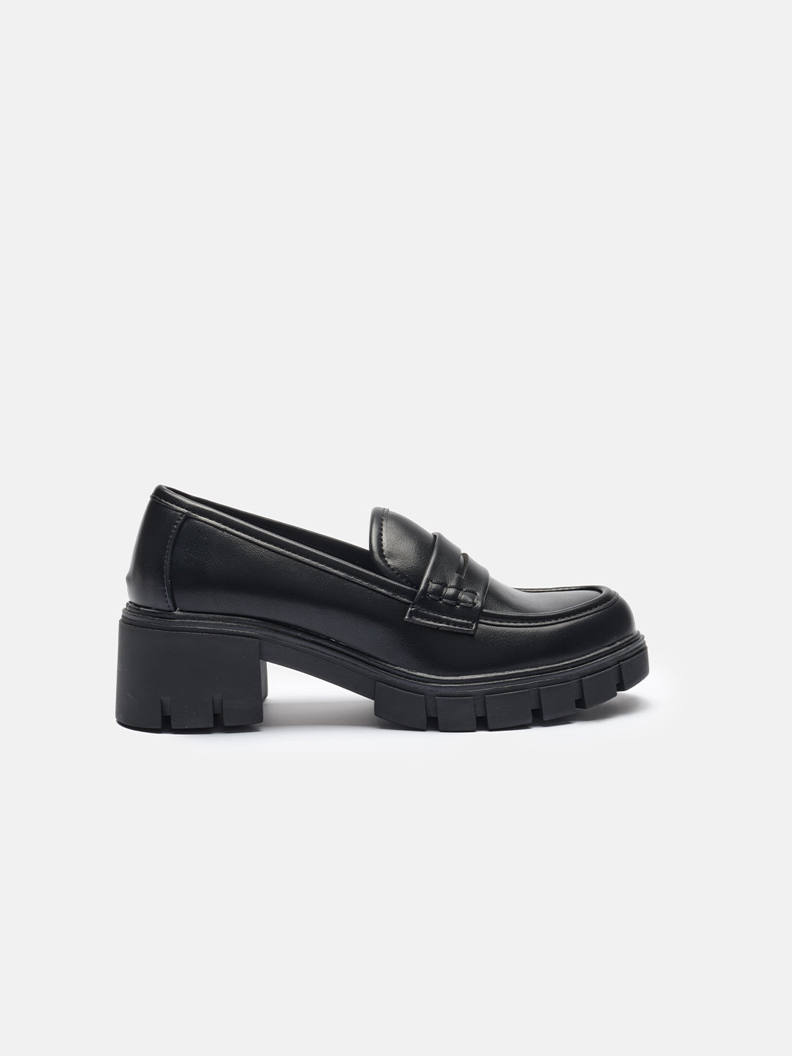 Track moccasin heel 5 - BLACK